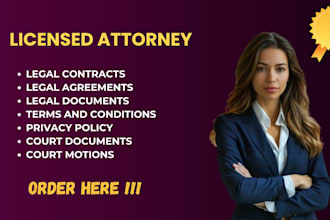 draft legal contract, agreement, demand letters, court motions, appeal, lawsuits