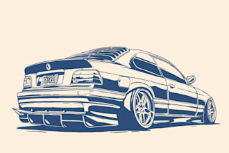 illustrate your car or motorcycle in a one color minimalist style