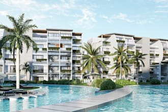 buildup luxury hotel interior,exterior design,ranch render,resort visualization