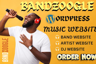 design music website on bandzoogle, wordpress