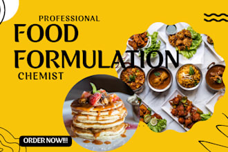 develop food formulation, beverages, energy drinks and recipe creation