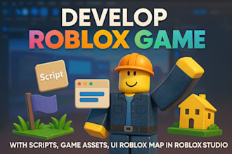 develop roblox game with scripts, game assests, ui roblox map in roblox studio