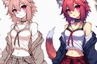 draw cute anime art style vtuber model pngtuber giftuber anthro feral oc avatar
