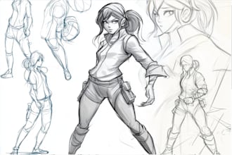 draw your character in anime pencil sketch style