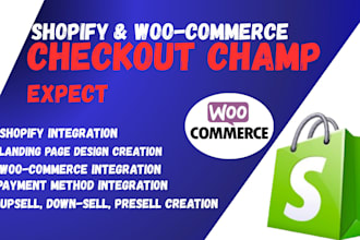 set up checkout champ landing page and integrate to shopify and woocommerce