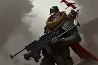 draw military themed, 2d character illustrations for you