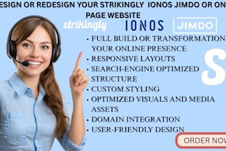 design redesign strikingly website onepage website ionos website jimdo website