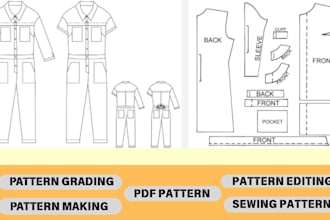 do digital clothing sewing pattern grading for sewing pattern maker in pdf