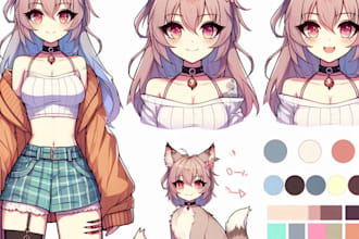 draw cute anime art style fursona pngtuber giftuber vtuber model avatar oc feral