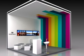 design modern trade booth show, exhibition stand, kiosk, backdrop