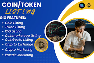 create crypto token, coin ico listing on coinmarketcap, top exchange, presale