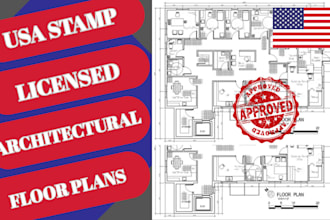 draw and stamp your architectural drawings, 2d floor plans for ca ak ga sc