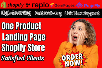 build shopify store, one product store dropshipping, pagefly replo, gempage