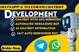 develop whatsapp business, api chatbot telegram ai chatbot or website ai chatbot