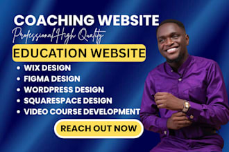 design coaching, booking, consulting website on wordpress, wix, or squarespace