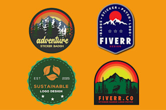 create custom sticker, badge, patche, and retro vintage logo designs