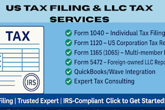 do us tax filing, us tax llc tax form 1040, 1162, 1120, 5472, US llc