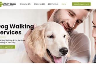 design pet website, pet grooming, dog walking, dog training wordpress website