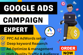 setup g0ogle analytics, manage your google ads adwords PPC campaigns