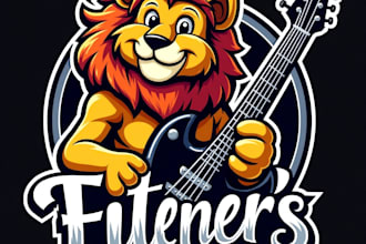 design high quality esport guitarist lion mascot logo with my fastest delivery