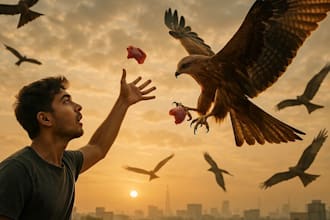 feed wild kites and crows raw meat for your visual satisfaction