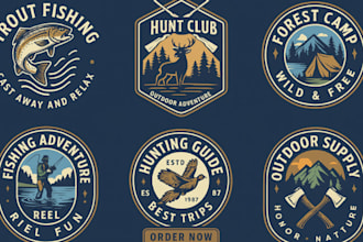 create vintage outdoor, fishing shirts or logo designs