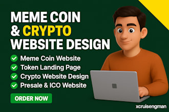 design meme coin website, crypto website presale token landing page clone web