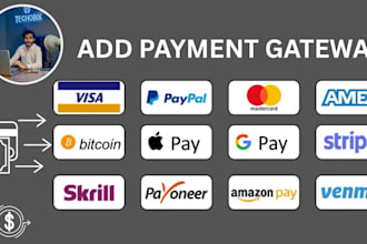 integrate paypal, stripe, payment method on your website