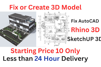 fix sketchup or rhino 3d, fix autocad section, 2d floor plan redesign