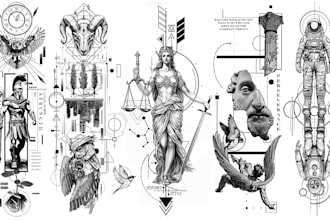 create geometric, fine line or micro realism tattoo design