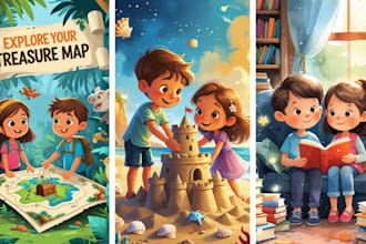 create children picture book, children watercolor illustration