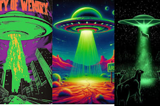 create vintage, retro flyers or posters for movies, music events, or album cove