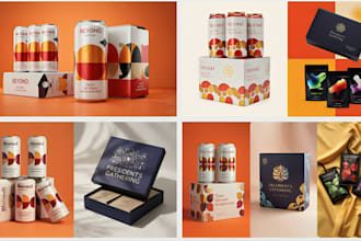 do product packaging design, product label design, product mockup and 3d design