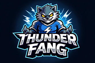 design high quality esport thunder fang logo with creative concepts