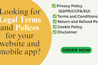 draft terms and conditions, privacy policy and contracts