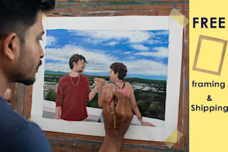 paint realistic oil portraits on canvas with free shipping and framing
