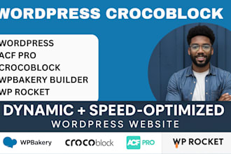 build wordpress using acf pro, crocoblock website, wpbakery and wp rocket