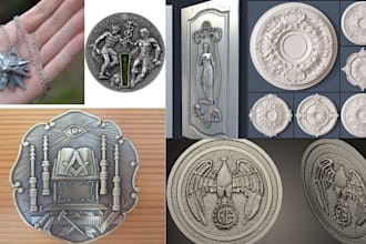 sculpt 3d bas relief, coin, medallion, and cnc model for 3d printing