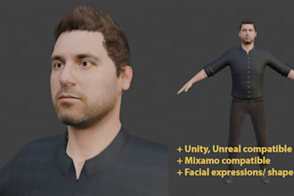 create game ready 3d character models with facial shape keys