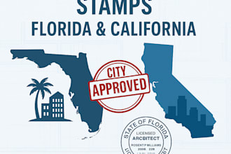 secure city permit approval with licensed florida and california architect stamp