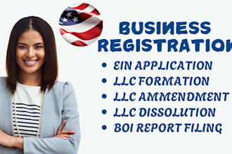 register USA llc, amend and dissolve llc, ein application, close ein, boi report