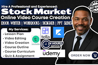 edit and create stock market ebook, forex, finance, tella, udemy, online course