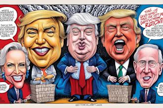 draw satire, editorial or political cartoons for you