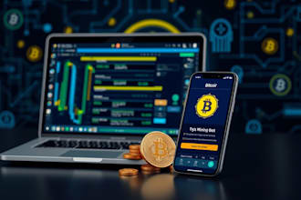 develop profitable bitcoin app, bitcoin bot on smartphone, laptop