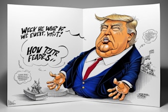 create professional editorial and political cartoon