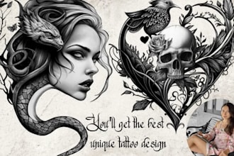 create authentic custom tattoo design within 24 hours