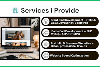 do front end web design, development html,php,CSS dot net mvc and react