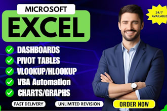 do excel dashboards, charts, graphs, pivot tables, vlookup, formulas, vba macros