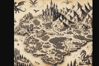 draw fantasy map illustration dnd game map fantasy festival map design event map