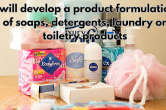 develop a product formulation of soaps, detergents, laundry or toiletry product